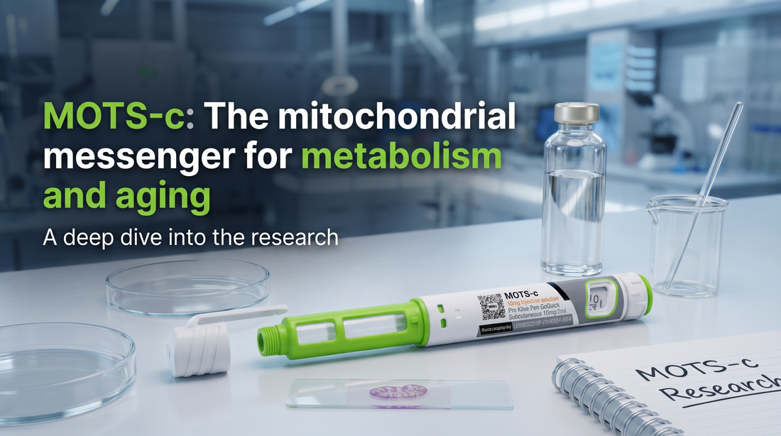 MOTS-c mitokondriepeptid – forskning om metabolism, AMPK-aktivering och longevity från Pen Peptide