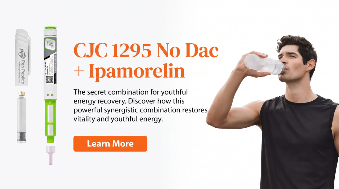 CJC-1295 No DAC och Ipamorelin – illustration av peptidernas synergistiska effekt på tillväxthormonaxeln, återhämtning och kroppssammansättning